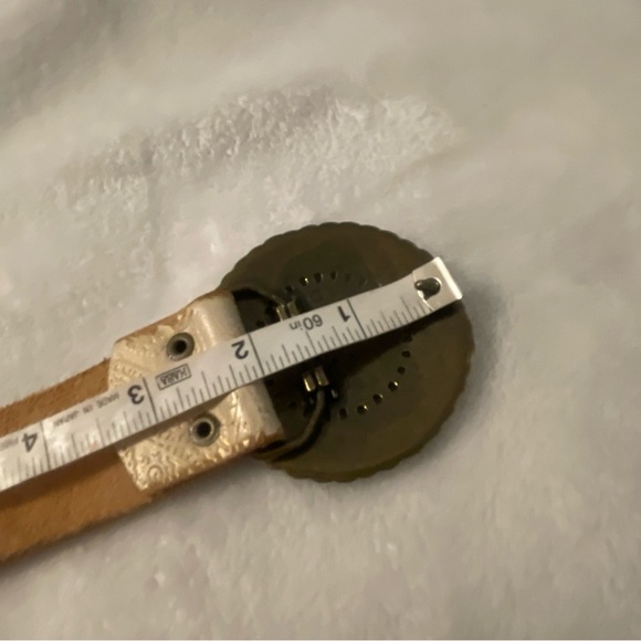 Fossil Beige Patterned Leather  Belt with Embellished Buckle Size M - Picture 12 of 15